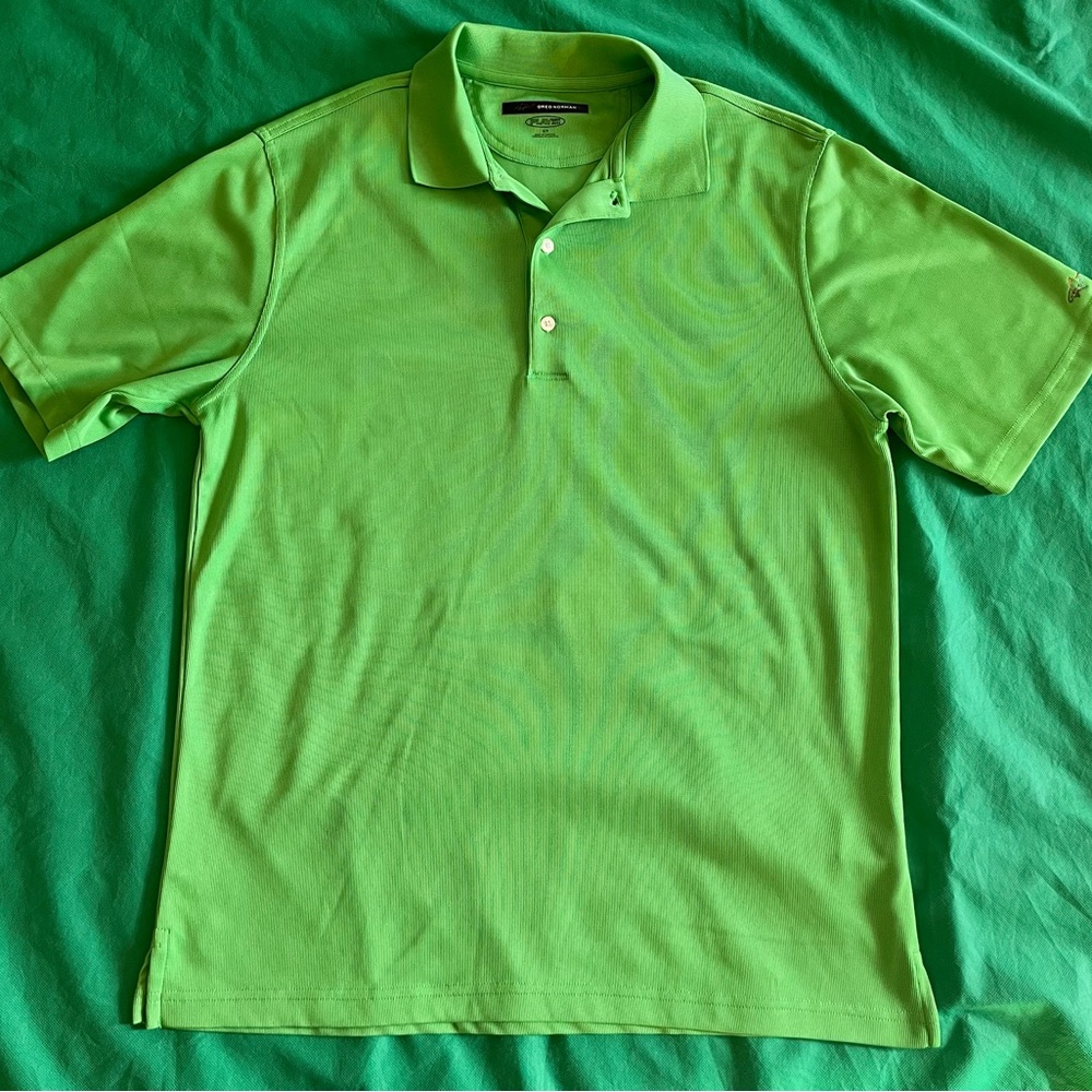 Greg Norman Golf Polo Shirt Men's Size S Green Short Sleeve Collared Play Dry.